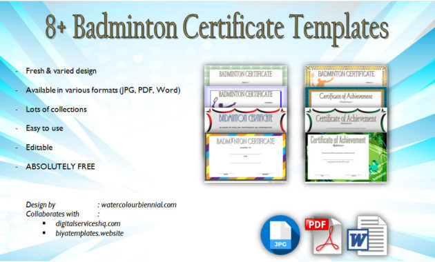 Badminton Certificate Templates 8 Spectacular Designs In Badminton Certificate Template