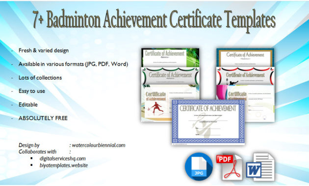 Badminton Certificate Templates 8 Spectacular Designs Within Printable Badminton Certificate Template
