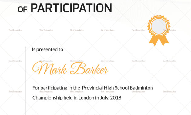 Badminton Sports Certificate Design Template In Psd Word With Regard To Sportsmanship Certificate Template