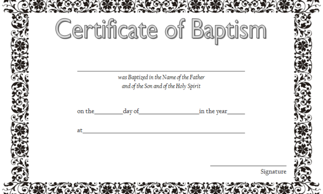Baptism Certificate Template Word 9 New Designs Free Throughout Baby Christening Certificate Template