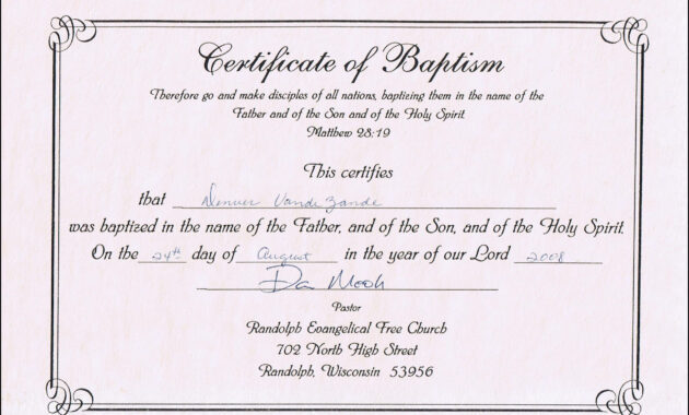 Baptism Certificate Template Word Business Plan Templates Within Printable Baptism Certificate Template Word Free