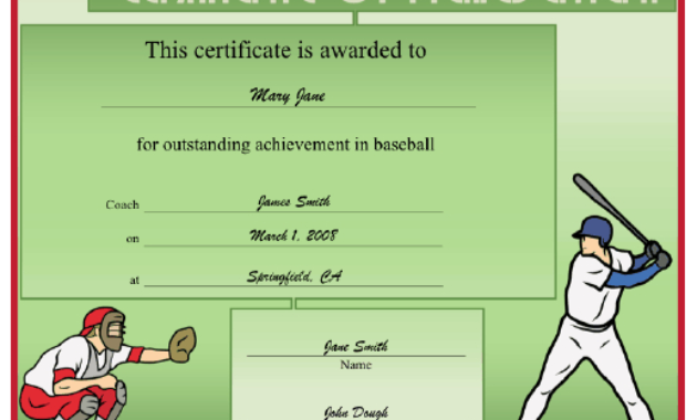 Baseball Achievement Certificate Printable Certificate In Quality Baseball Achievement Certificate Templates