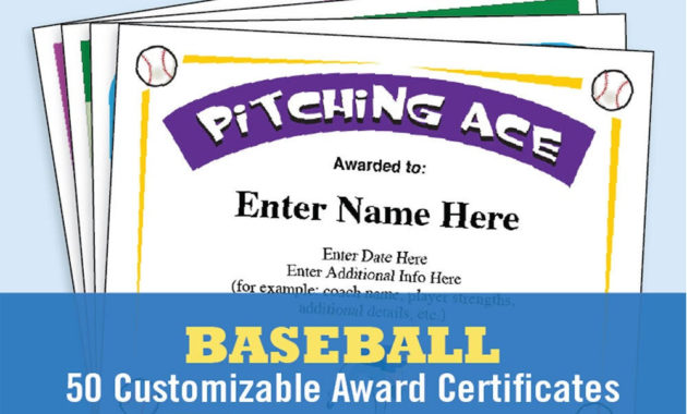 Baseball Certificates Baseball Awards Kid Certificates Regarding Free Baseball Award Certificate Template