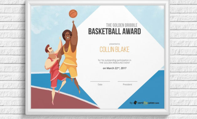 Basketball Award Certificate Certifreecates Inside Free 7 Basketball Achievement Certificate Editable Templates