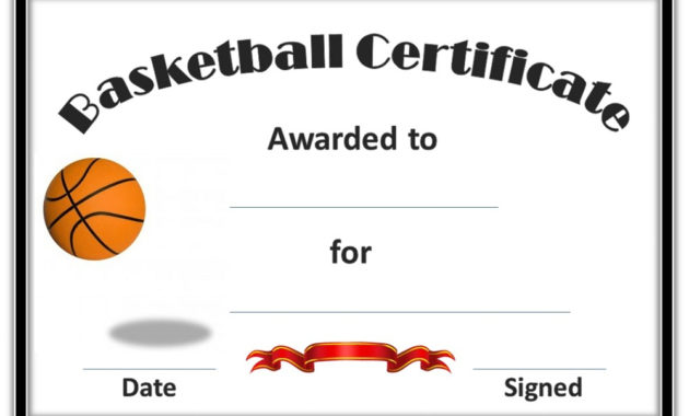 Basketball Award Certificate To Print Activity Shelter In Athletic Award Certificate Template