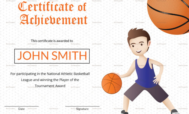 Basketball Certificate Design Template In Word Psd For Basketball Certificate Templates