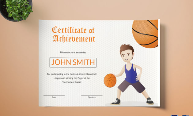 Basketball Certificate Design Template In Word Psd Inside Basketball Mvp Certificate Template
