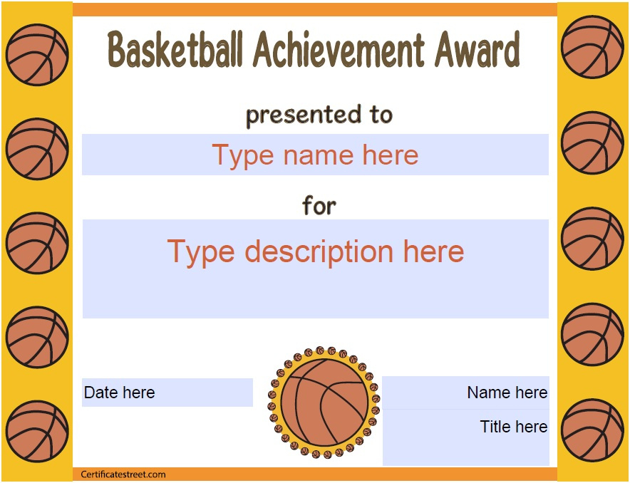 Basketball Certificate Of Achievement For Amazing Basketball Achievement Certificate Templates