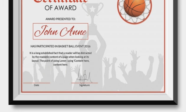 Basketball Certificate Template 12 Free Word Pdf Psd In Awesome Download 7 Basketball Participation Certificate Editable Templates