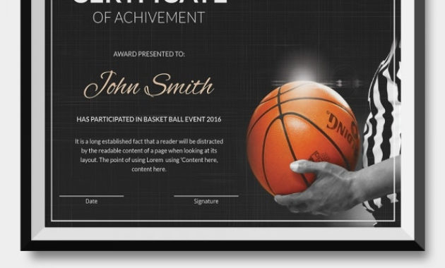 Basketball Certificate Template 14 Free Word Pdf Psd With Regard To Awesome Basketball Participation Certificate Template