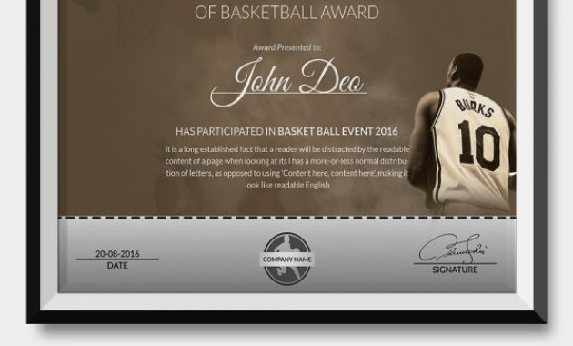 Basketball Certificate Template 14 Free Word Pdf Psd Within Download 7 Basketball Participation Certificate Editable Templates