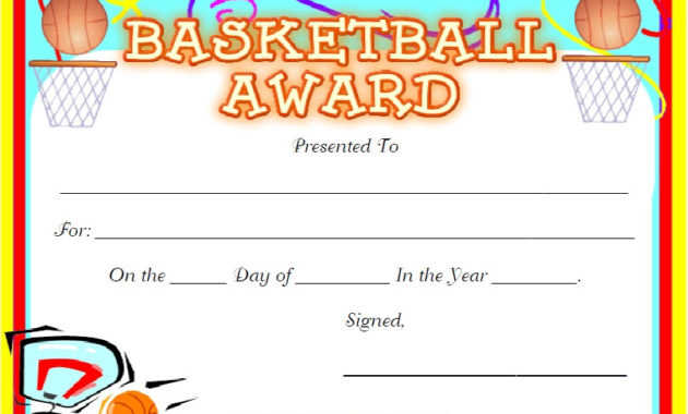 Basketball Certificate Template Inside Basketball Participation Certificate Template
