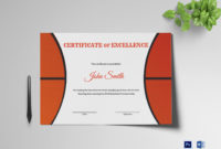Basketball Excellence Award Certificate Design Template In Regarding Quality Basketball Tournament Certificate Templates