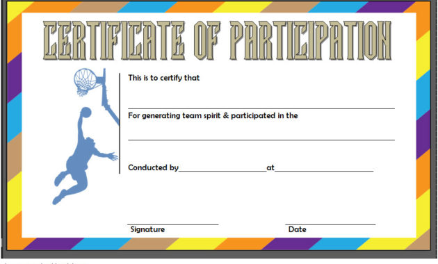Basketball Participation Certificate Template 10 Throughout Tennis Tournament Certificate Templates