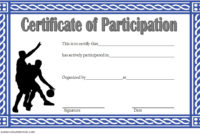 Basketball Participation Certificate Template 10 With Certificate Of Participation Template Doc 10 Ideas
