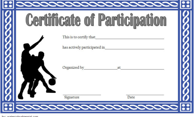 Basketball Participation Certificate Template 10 With Certificate Of Participation Template Doc 10 Ideas