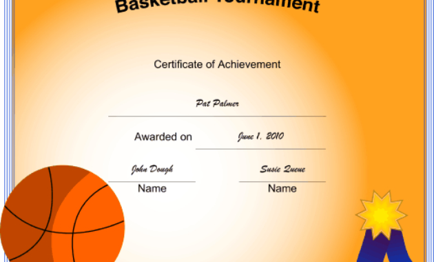 Basketball Tournament Printable Certificate Inside Basketball Gift Certificate Templates