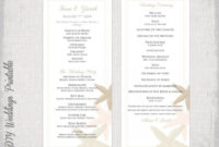 Beach Wedding Program Template &amp;quot;Starfish&amp;quot; Wedding In Awesome Wedding Ceremony Agenda Template