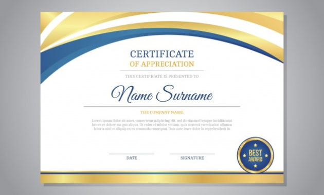 Beautiful Golden Certificate Template Vector Free Download Throughout Free Beautiful Certificate Templates