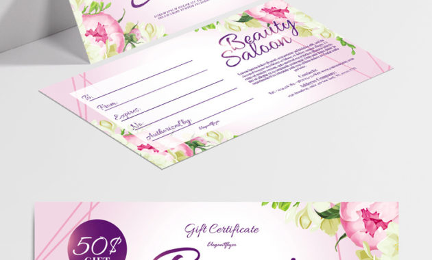 Beauty Saloon Free Gift Certificate Template In Psd Regarding Awesome Free Printable Beauty Salon Gift Certificate Templates