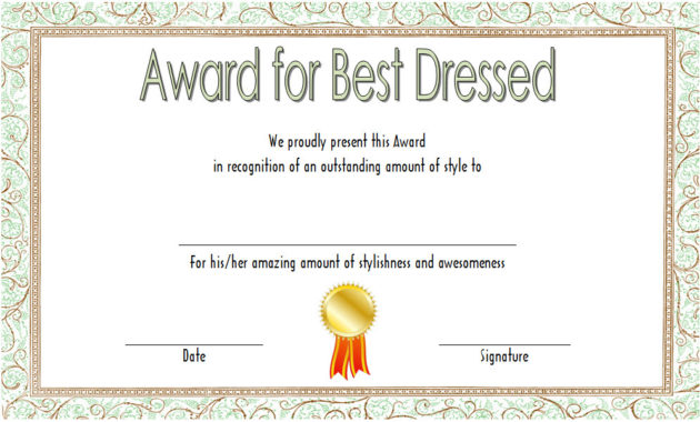 Best Dressed Certificate Template 6 Inside Best Best Dressed Certificate Templates