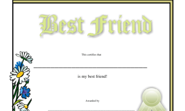 Best Friend Certificate Template Download Printable Pdf Regarding Best Wife Certificate Template