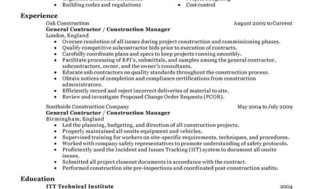 Best General Contractor Resume Example Livecareer Within General Contractor Business Plan Template