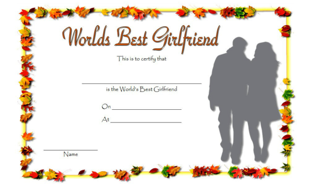 Best Girlfriend Certificate 10 Lovethemed Templates Intended For Quality Best Boyfriend Certificate Template
