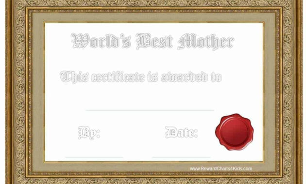 Best Mom Award Customize Online Print At Home Inside Quality Mothers Day Gift Certificate Template
