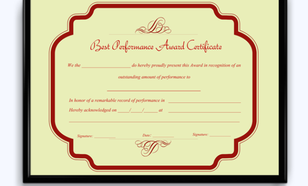 Best Performance Award Certificate 10 Word Layouts Within Best Performance Certificate Template