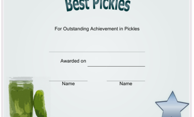 Best Pickles Achievement Certificate Template Download With Regard To Best Best Dressed Certificate Templates