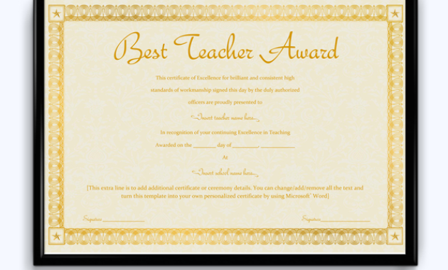 Best Teacher Award 03 Word Layouts Regarding Amazing Best Teacher Certificate