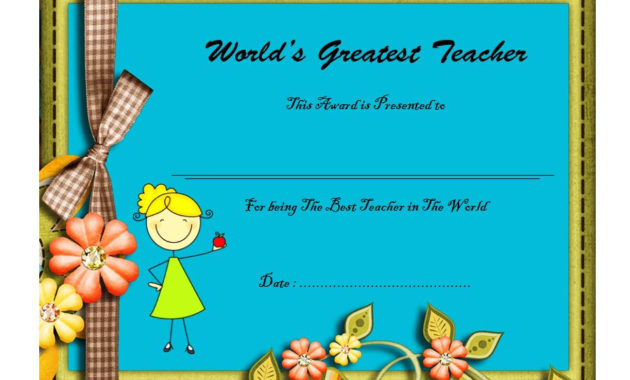 Best Teacher Certificate Templates Free 10 Fresh Ideas Throughout Quality Teacher Appreciation Certificate Templates