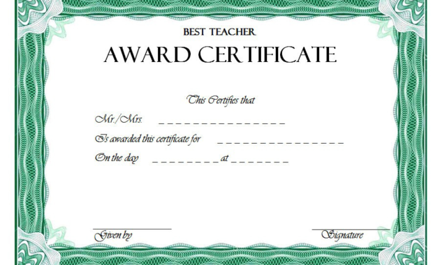 Best Teacher Certificate Top 7 Template Ideas Inside Free Free Printable Best Wife Certificate 7 Designs