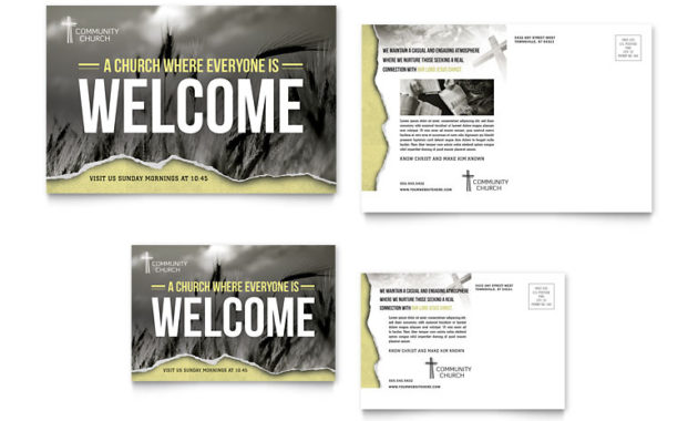 Bible Church Postcard Template Word Publisher Regarding Christian Business Cards Templates Free