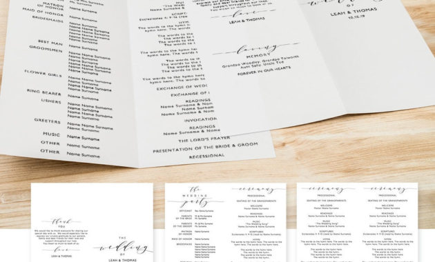 Bifold Wedding Program Template Long Thin Folded Order In Amazing Wedding Agenda Templates
