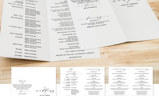 Bifold Wedding Program Template Long Thin Folded Order Of Pertaining To Wedding Agenda Template