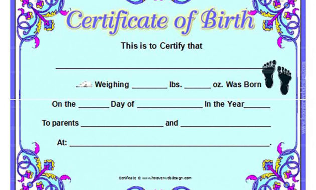 Birth Certificate Template And To Make It Awesome To Read Throughout Cute Birth Certificate Template