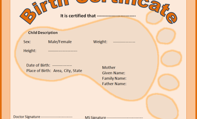 Birth Certificate Template Free Word Templatesfree Word Regarding Amazing Fake Birth Certificate Template