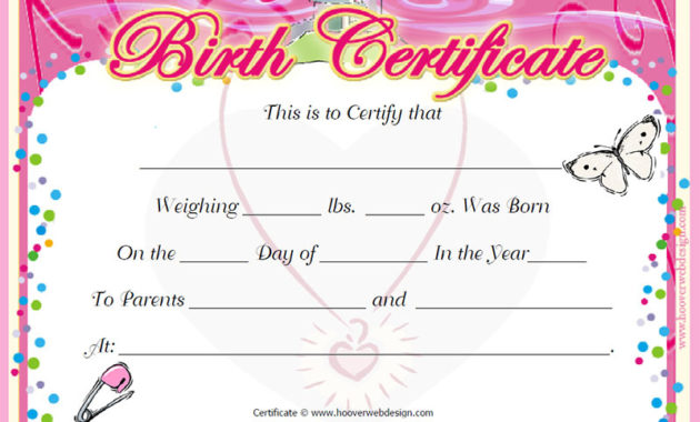 Birth Certificate Templates Free Word Pdf Psd Format Inside Free Fillable Birth Certificate Template