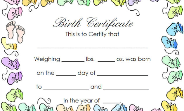 Birth Certificate Templates Free Word Pdf Psd Format With Printable Birth Certificate Templates For Word