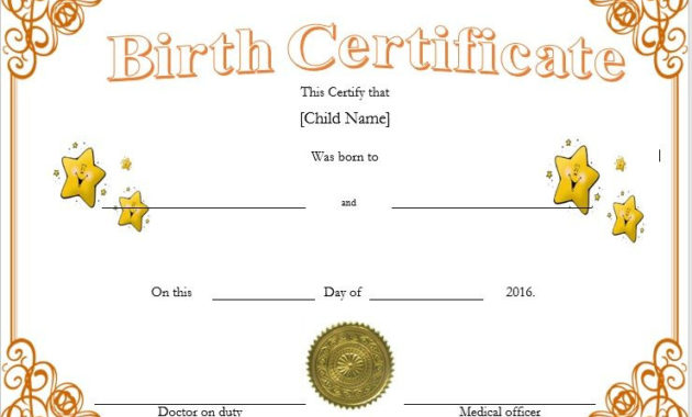 Birth Certificate Templates Microsoft Word Templates Within Best Editable Birth Certificate Template