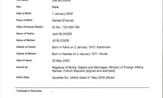 Birth Certificate Translation Template English To Spanish With Marriage Certificate Translation From Spanish To English Template