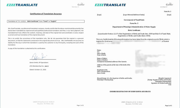 Birth Certificate Translation Template Uscis Templates Pertaining To Best Uscis Birth Certificate Translation Template