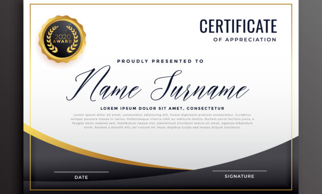Black Certificate Of Appreciation Template Download Free Regarding Amazing In Appreciation Certificate Templates