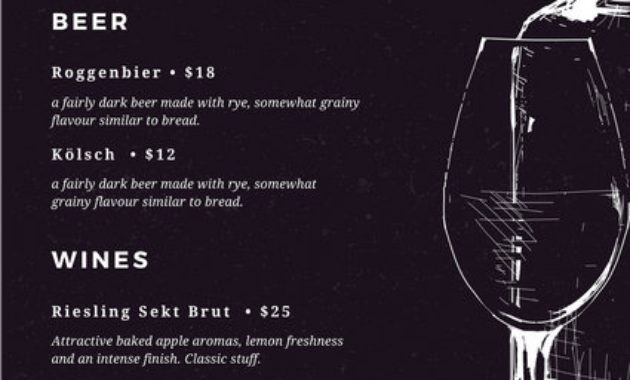 Black With Colourful Drink Icons Bar Menu Templatescanva With Wine Bar Business Plan Template