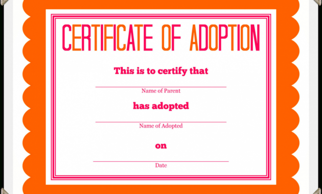 Blank Adoption Certificate Template Great Sample Templates In Adoption Certificate Template