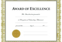 Blank Award Certificate Templates Word Professional With Regard To Scholarship Certificate Template Word