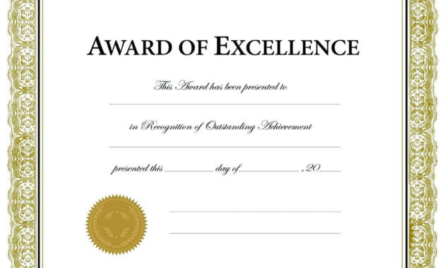 Blank Award Certificate Templates Word Professional With Regard To Scholarship Certificate Template Word