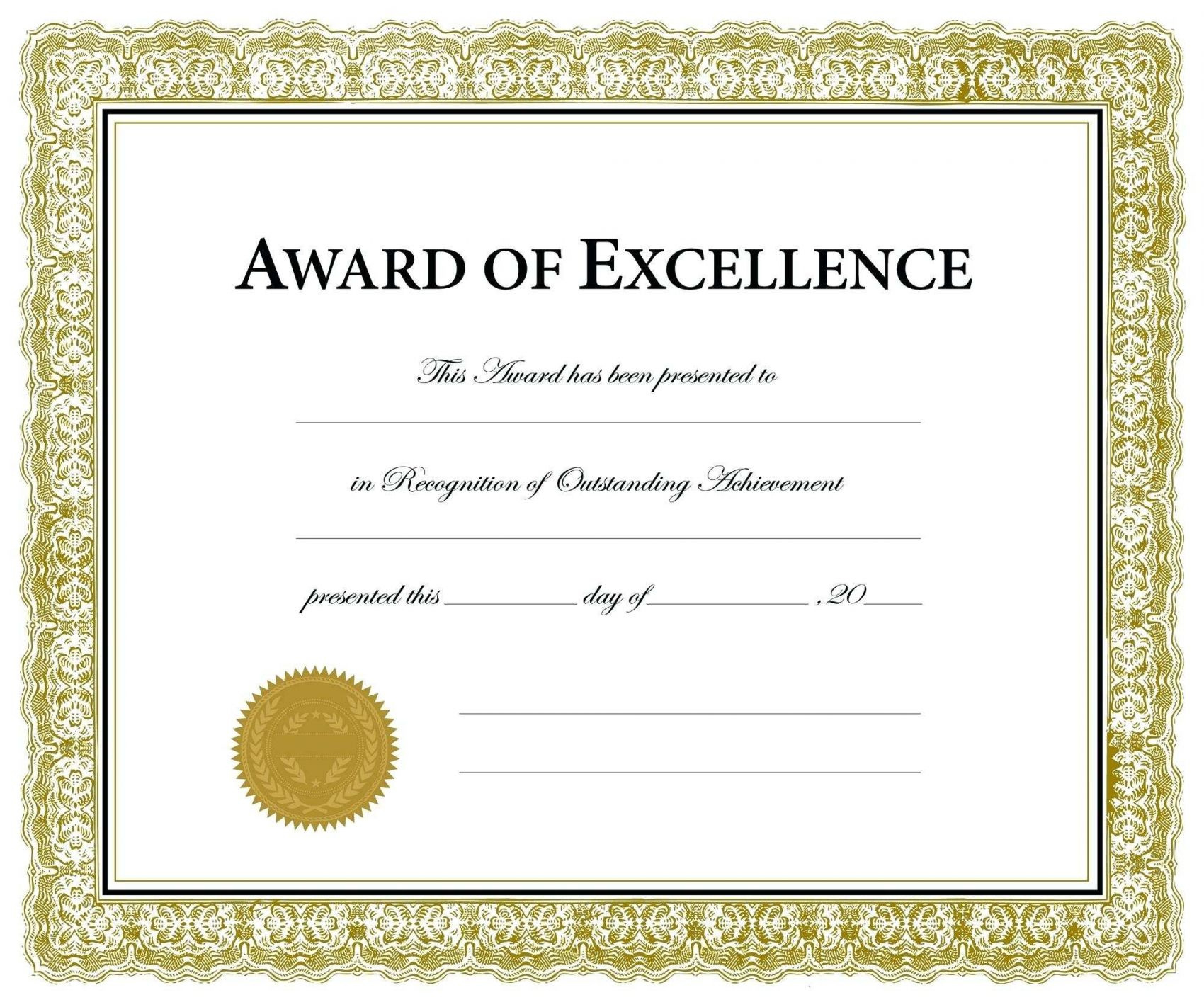 Blank Award Certificate Templates Word Professional With Regard To Scholarship Certificate Template Word